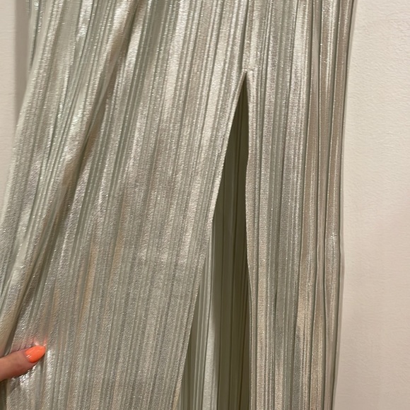 Silver Metallic Bustier Pleated Dress - Picture 8 of 10